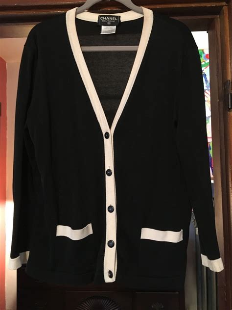 chanel cardigan white black|chanel black and white cardigans.